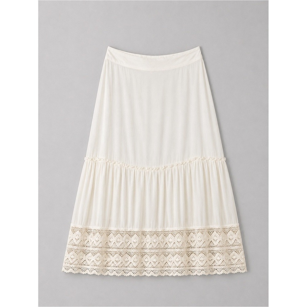 Tiered Peasant Skirt Small Cottage Crochet Prairie Bohemian Coastal Cowgirl